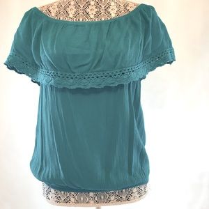 NWT Buddy Basic/Teal Bliss Boutique peasant blouse